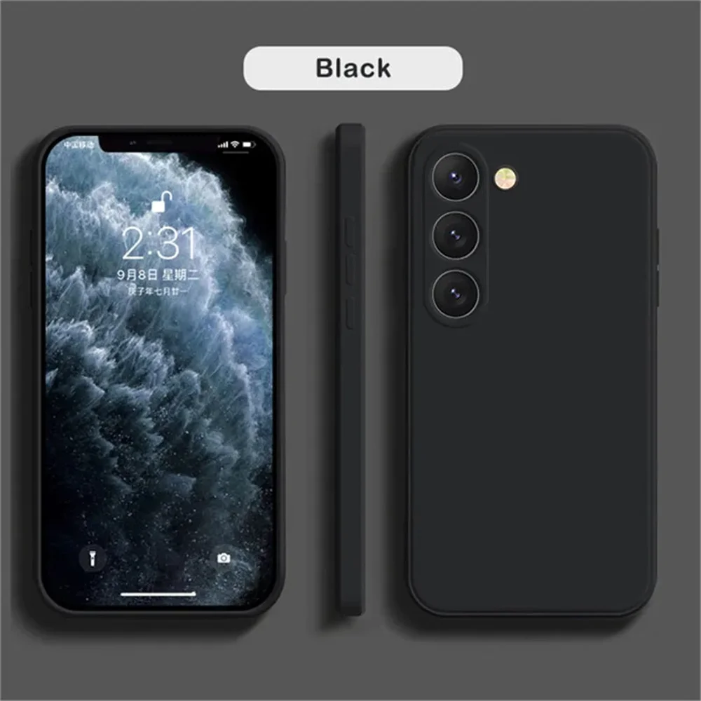 Luxus Schwarz Silikon Fall Für Samsung S24 S23 S22 S21 S20 FE Ultra Plus Galaxy A32 A42 A51A52 A72 Note 10 20 Zurück Abdeckung Image