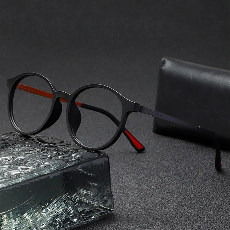 Retro Ultraleichte Gummi Titan Anti Blau Licht Photochrome Lesebrille für Männer und Frauen Mode Runde Presbyopie Brille Image