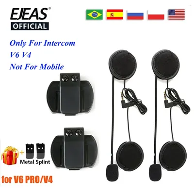 Ejeas v6 pro helm intercom clip 3,5mm mikrofon lautsprecher headset für vnet phone v4 motorrad bluetooth sprechanlage