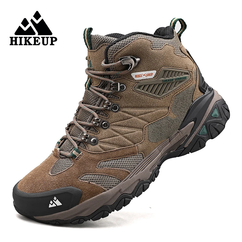 HIKEUP Winter Boot Männer Outdoor Wanderschuhe Wildleder High Top Leder Outdoor Trekking Turnschuhe Herren Berg Taktische Stiefel Image
