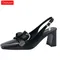 Dilalula 2025 French Style Genuine Leather Sandals Women Covered Toe Butterfly Knot Party Dating Sandals Office Ladies Pumps