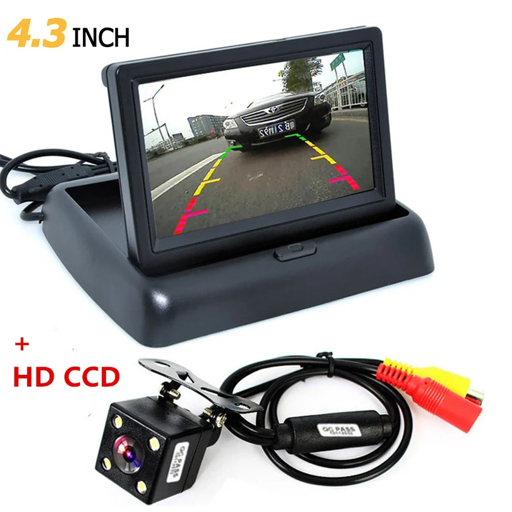 Faltbarer 4,3-Zoll-TFT-LCD-Mini-Automonitor mit Rückfahrkamera für Fahrzeugrückfahr-Parksysteme Image