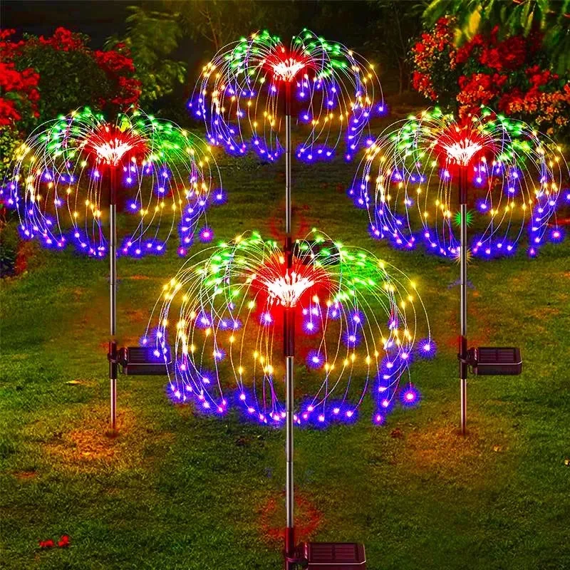 Feu d'artifice solaire LED d'extérieur, décoration de jardin, lumières féeriques, étanche, pissenlit, lampe de pelouse pour jardin, paysage, décoration de pelouse
