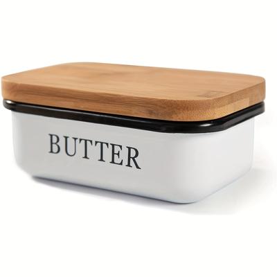TEMU Butter Dish With Wooden Lid Bamboo Lid, Butter Dish For Butter Image