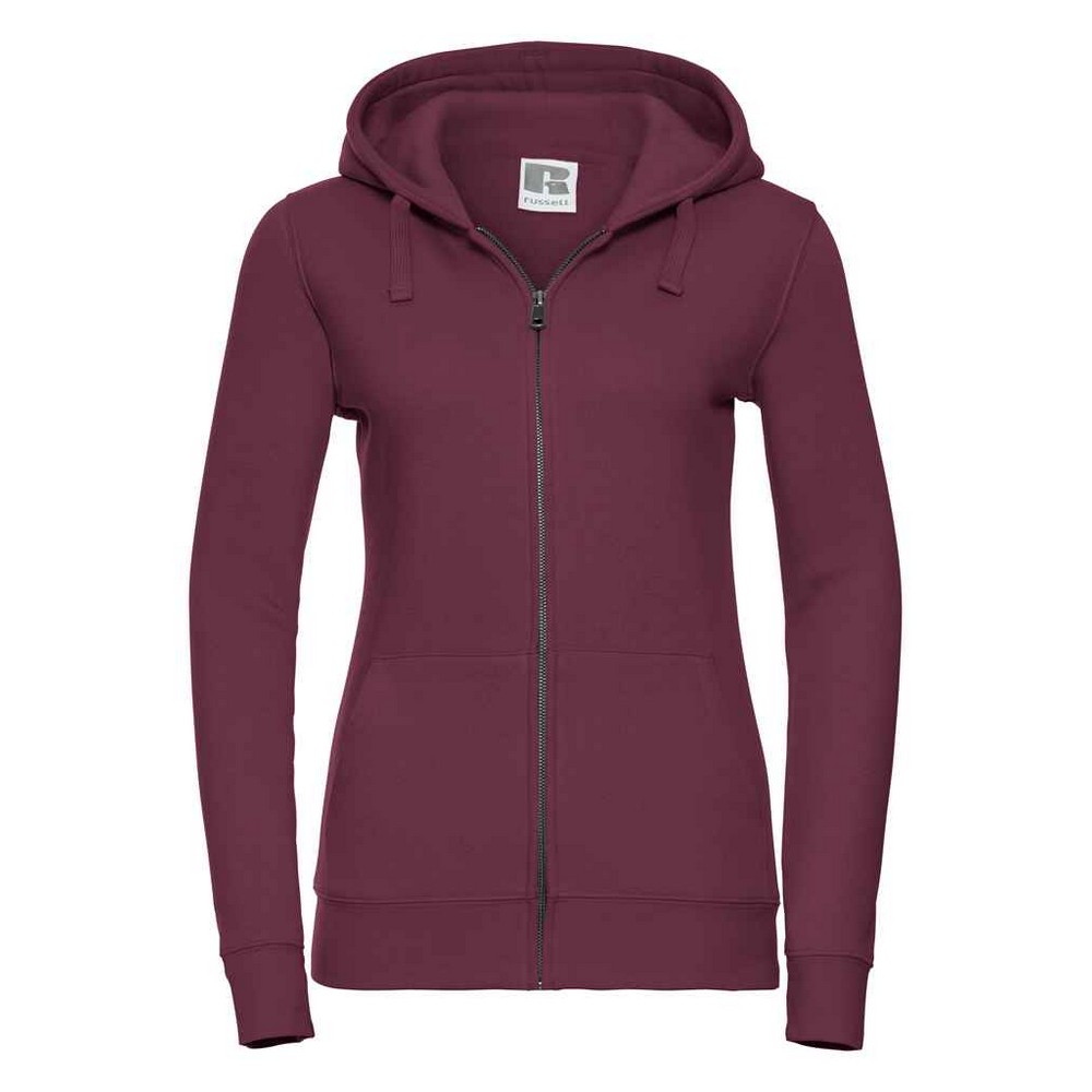 Russell - "Authentic" Kapuzenpullover Durchgehender Reißverschluss für Damen (Burgunderrot) Image