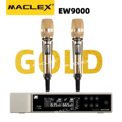 Gold ！！！ MACLEX EW9000 UHF Long Distance Dual Channel Handheld Professional Wireless Microphone System Stage Performance MIC