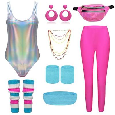 Retro Vintage 1980s Workout Outfits Leggings Accesories Set Women's Masquerade Party Casual Daily Adults' Top Pants Bag All Seasons