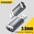 Essager Scheda audio USB esterna a microfono da 3,5 mm Jack per cuffie Cuffie stereo Adattatore per microfono audio Interfaccia altoparlante per laptop