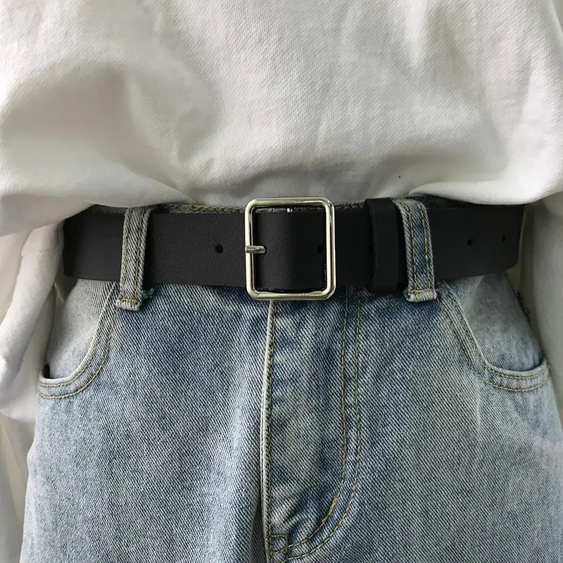 2023 frauen Gürtel Weiche Pu Leder Gürtel Quadratische Schnalle Pin Schnalle Jeans Schwarz Gürtel Chic Luxus Marke Phantasie Vintage Strap weibliche Image