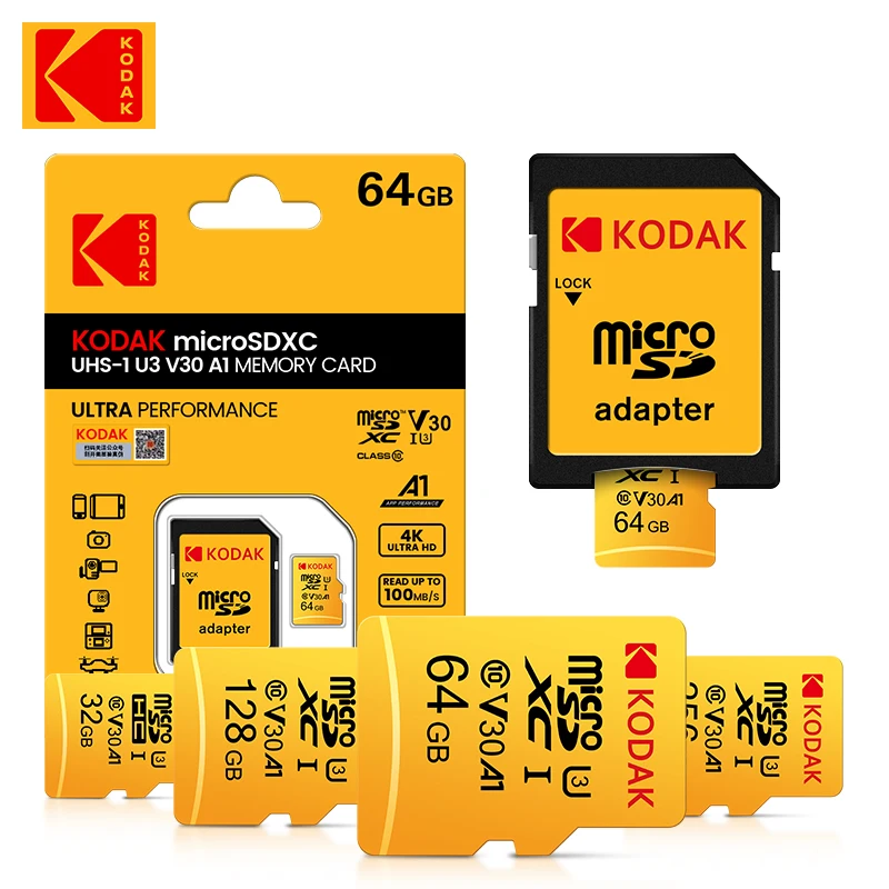 Kodak micro sd karte 512gb 256gb 128gb 64gb 32gb class10 flash speicher karte u3 4k high speed cartao de memoria Image