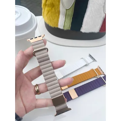 Leder armband für Apple Uhren armbänder 49mm 41mm 45mm 40mm 46mm 44mm 42mm Magnet armband iwatch Serie 10 9 8 se 7 6 5 4 ultra 2 Image