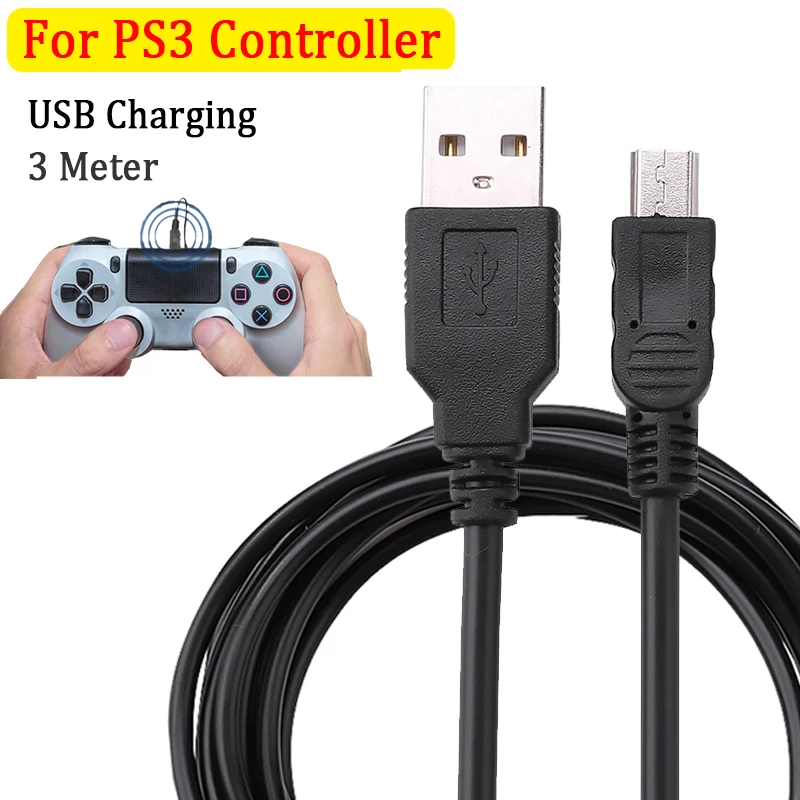 Für Playstation 3 2m USB-Ladekabel für Sony PS3 Wireless Game Console Controller Ladekabel mit Magnet ring