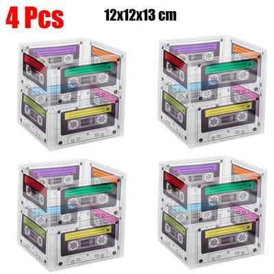 TEMU 4pcs Nujoyco Retro Cassette Tape Centerpieces, 80s Decorations, Plastic Tabletop Decor For Birthday & Pop Celebrations, No Electricity Needed, Disco Party Supplies