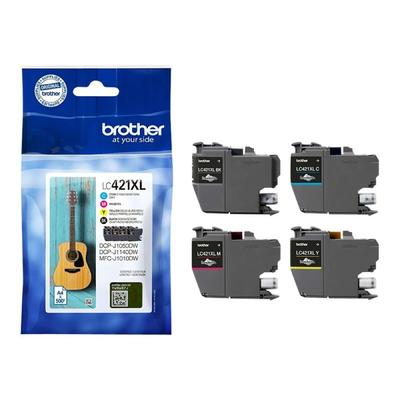 Original Brother LC-421XLVAL Druckerpatronen Multipack (Schwarz,Cyan,Magenta,Gelb)