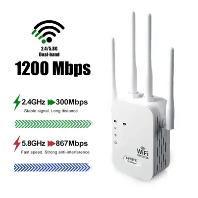 1200Mbps Wireless WiFi Repeater WIFI Extender WiFi Booster 300 Mbps 2.4G Network Amplifier Long