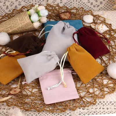 10pcs/lot 8x10cm Small Velvet Gift Bag High Quality Short Plush Multi-color for Jewelry Packing
