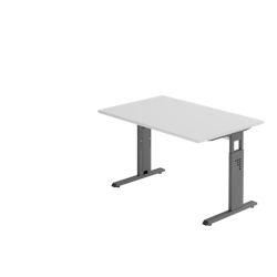 Hammerbacher-Schreibtisch C-Fuß 120x80cm Grau/Graphit-VOS12/5/G Image