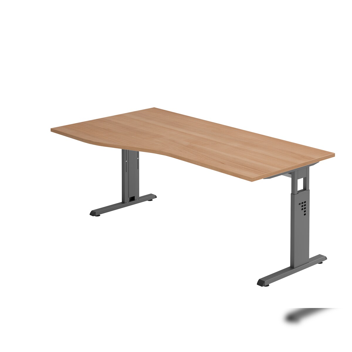 Hammerbacher-Schreibtisch C-Fuß 180x100/80cm Nussb./Graphi-VOS18/N/G Image