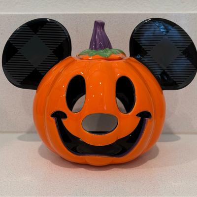 Disney Holiday | Disneyland Mickey Pumpkin Halloween Votive Candle Holder | Color: Black/Orange | Size: Os