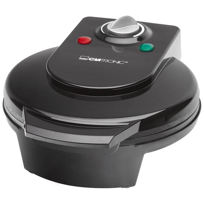 Clatronic WA 3491 Elektrisches Waffeleisen, 5 herzförmige Waffeln, Antihaftbeschichtung, Temperaturregler, Platte 18 cm, 1200 W, Nero Image
