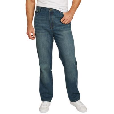 Men's Big & Tall Loose-Fit Side Elastic 5-Pocket Jeans by Liberty Blues in Blue Wash (Size 54 40)