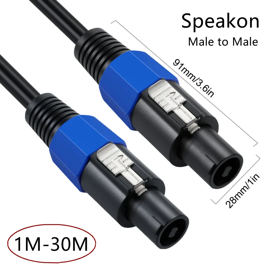 30 m, 15 m, 10 m, 5 m, 2 m Speakon-Stecker auf Speakon-Stecker, professionelles Kupfer-Audiokabel, DJ-Lautsprecherkabel, Draht mit Drehverschluss Image