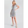 Jerseykleid LE TEMPS DES CERISES "CHARDON", Damen, Gr. L, EURO-Größen, grau, 100% Polyester, geblümt, V-Ausschnitt, Kurzarm, Kleider, mit schönem Blumenmuster
