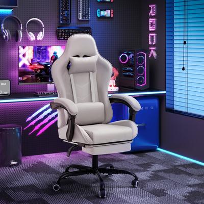 Furniwell Gaming Chair with Footrest Height Adjustable Headrest and Lumbar Support for Adults Teens