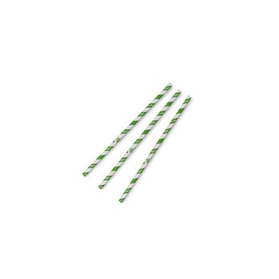 Vegware PS08-GS 7 4/5" Unwrapped Jumbo Paper Straws, Green Striped