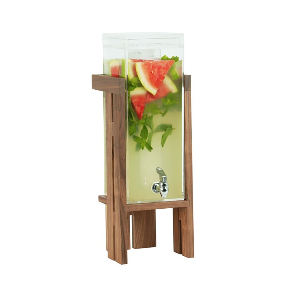 Cal-Mil 23141-3-78 3 gal Beverage Dispenser w/ Ice Tube - Acrylic Container, Walnut Base, Brown