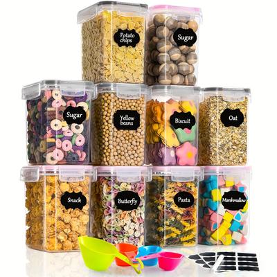 TEMU Pack Of 10 Pink + Black Plastic Storage Containers, 1.6l Image