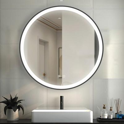 LED Spiegel mit Beleuchtung Rund Badezimmerspiegel mit Beschlagfrei Wandspiegel mit Touch- und Image