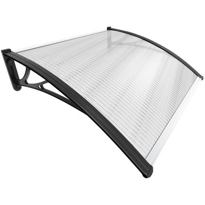 Vordach für Haustür, 100 x 80 cm Transparentes Pultbogenvordach Schwarz - Vounot Image