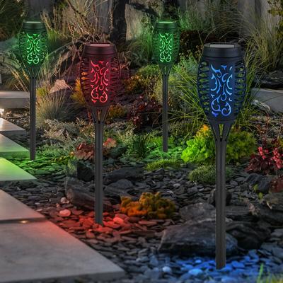 Solarleuchte Erdspieß Feuereffekt Solarlampen für Außen Farbwechsel Solar Außenbeleuchtung Garten, Image