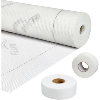 Trockenbau, 50m Armierungsgewebe 160g/m², selbstklebendes Gewebeband 50mm, Fugendeckstreifen 50mm: Image