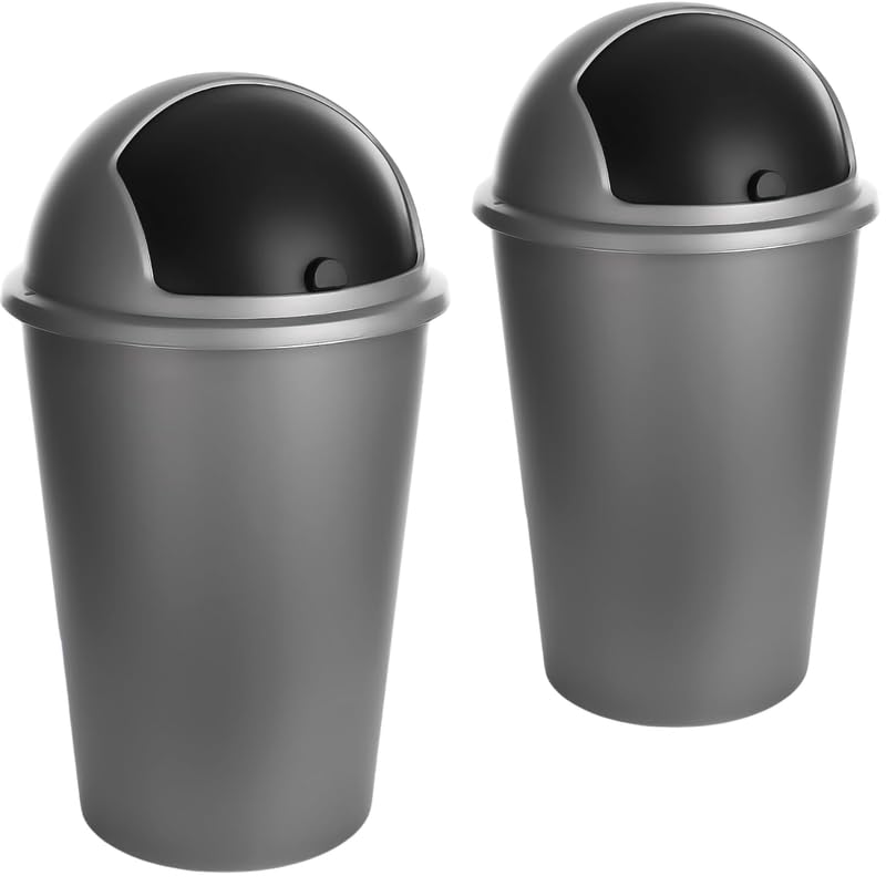 2er Set Kunststoff Abfalleimer mit Schiebedeckel 50 L Image