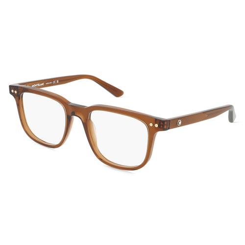 Montblanc MB0256O Herren-Brille inkl. Gläser Vollrand Rechteckig Acetat-Gestell 53mm/20mm/145mm, braun