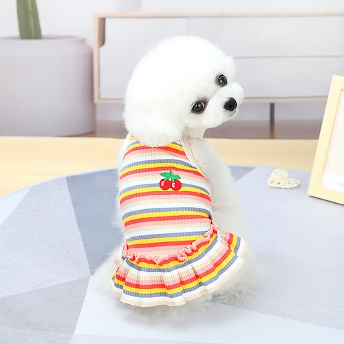 vestito da cane sunteelong vestiti colorati per cani a righe vestito estivo cucciolo di cane tutu abiti da principessa cani da compagnia cani da compagnia gonna cosume vestiti per cani di piccola