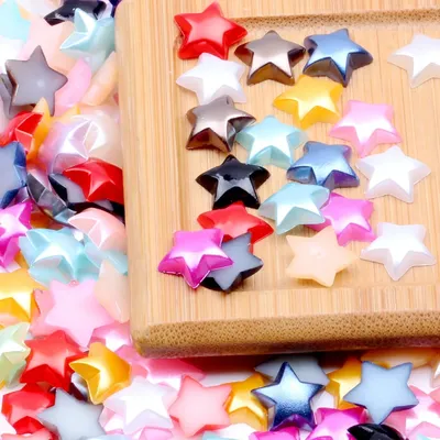 100pcs 10mm Mixed White Silver Gold Pearls Star Flatbacks Diy Christmas Cabochons Embellishment