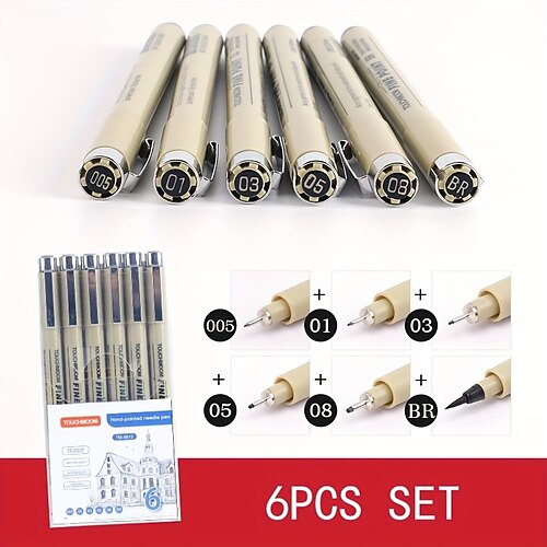 schwarzer Signaturstift für Kunstcomics Architekturdesign wasserfeste Handzeichnung Skizzen täglich 6/9/12 Stk Image