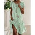 Damen Mini Kleid Petit Kleid T-Shirt Kleid Tee Kleid A-Linie Kleid Sommerkleid Stilvoll Lässig Urlaub Täglich Feiertag Lockere Passform Ditsy Floral Kurzarm Crew Neck Weiß Rot Blau Grün