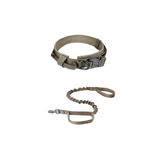 Taktisches Hundehalsband und Leine Set Taktisches Hundehalsband.Einstellbares Militär-Hochleistungs-Nylon-Hundetrainingshalsband-Leine-Set mit Steuergriff und Metallschnalle für das Training Image