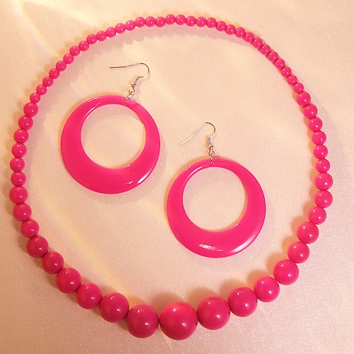 Statement-Ohrringe und Halskette im Boho-Stil aus Acryl im Retro-Look für Damen im 80er-Jahre-Stil Image