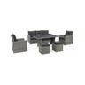 Set Salotto da Giardino Divano 2 Poltrone 2 Sgabelli e Tavolo Ariel Grey