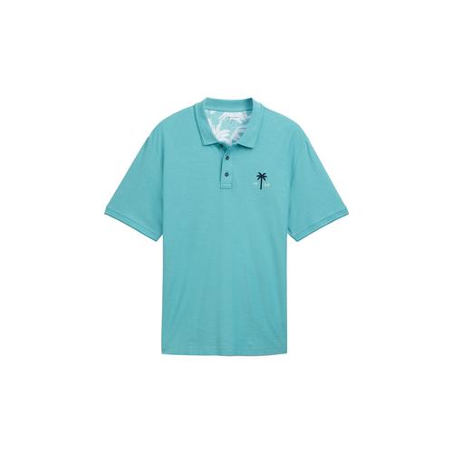 TOM TAILOR Herren Plus - Poloshirt mit Print, blau, Print, Gr. 3XL