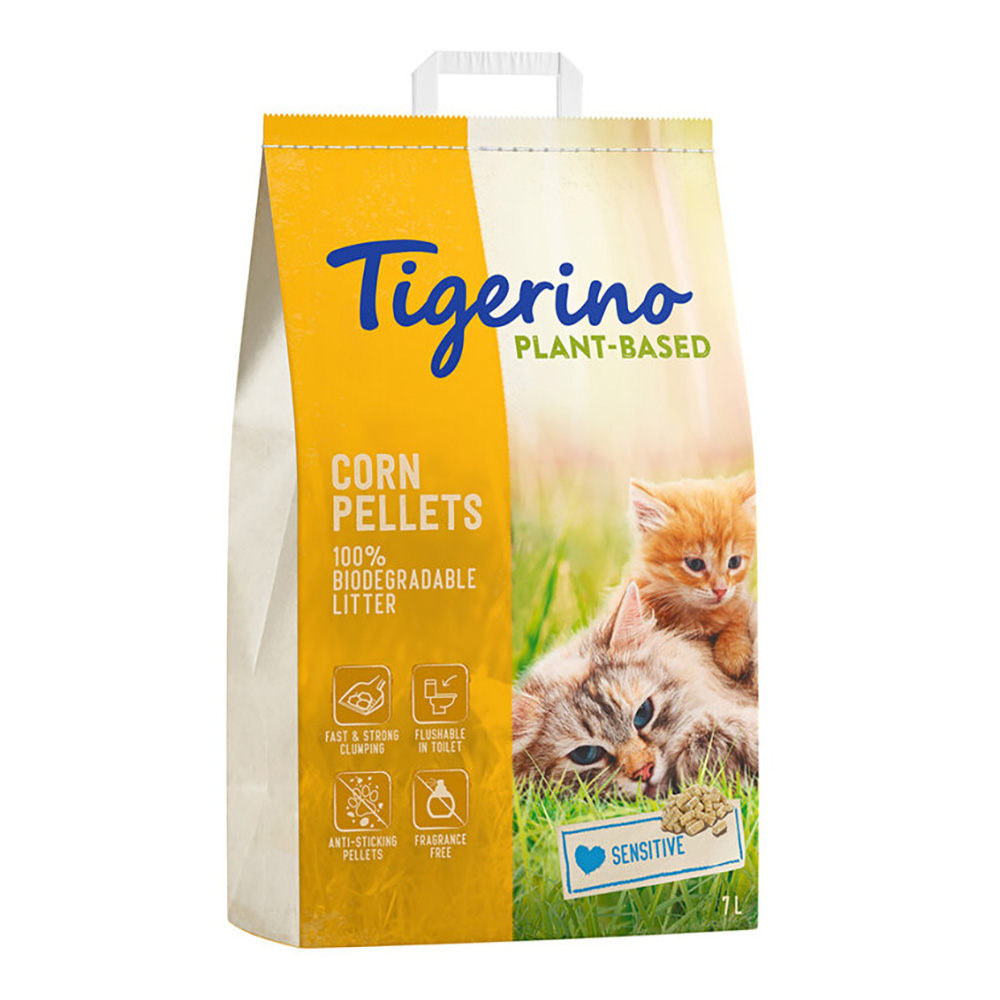 7l Corn Pellets Frangrance-Free Sensitive Tigerino Plant-Based Cat Litter
