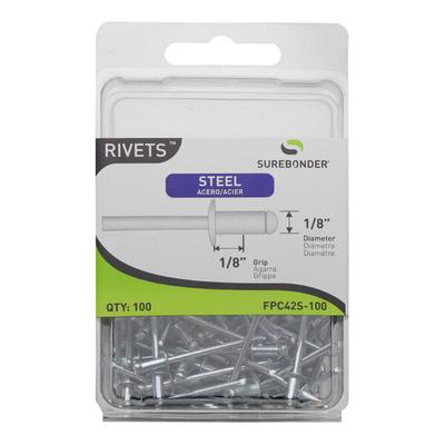 Surebonder 1/8" x 1/8" Heavy-Duty Steel Rivet 100-Count FPC42S-100 - 50/Case