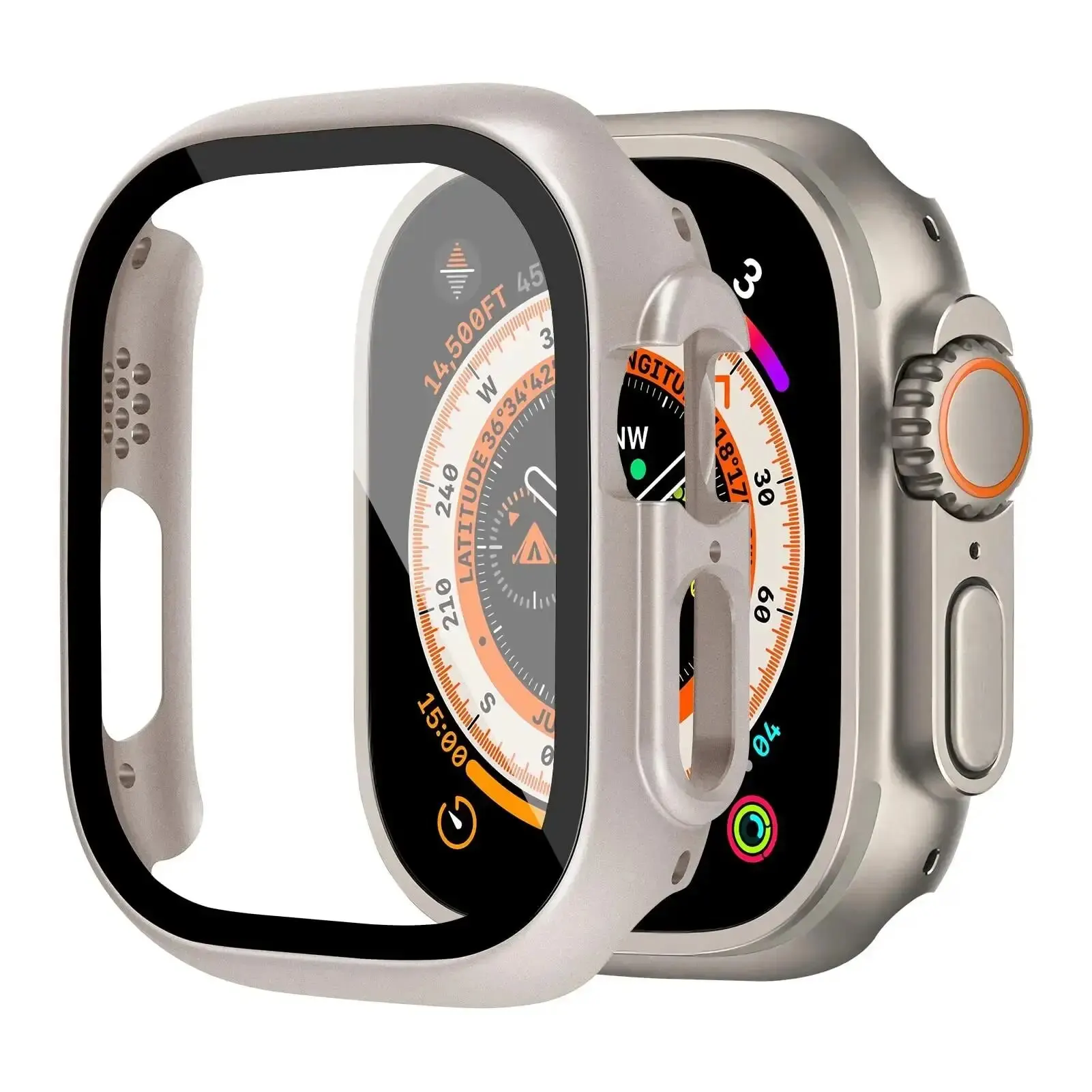 Glas + Hülle für Apple Watch Ultra 49 mm, PC-Stoßstange + Displayschutzfolie, gehärtete Abdeckung für Iwatch Ultra 2 49 mm, Zubehör Image