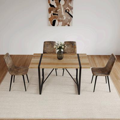 Set of 4 Modern Upholstered Dining Chairs with Black Metal Legs for Kitchen and Dining Room