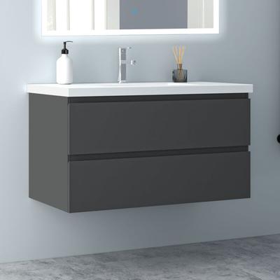 Duschparadies-de - 100 cm Badmöbel Set Unterschrank 2 Schubladen soft close Badezimmermöbel Image